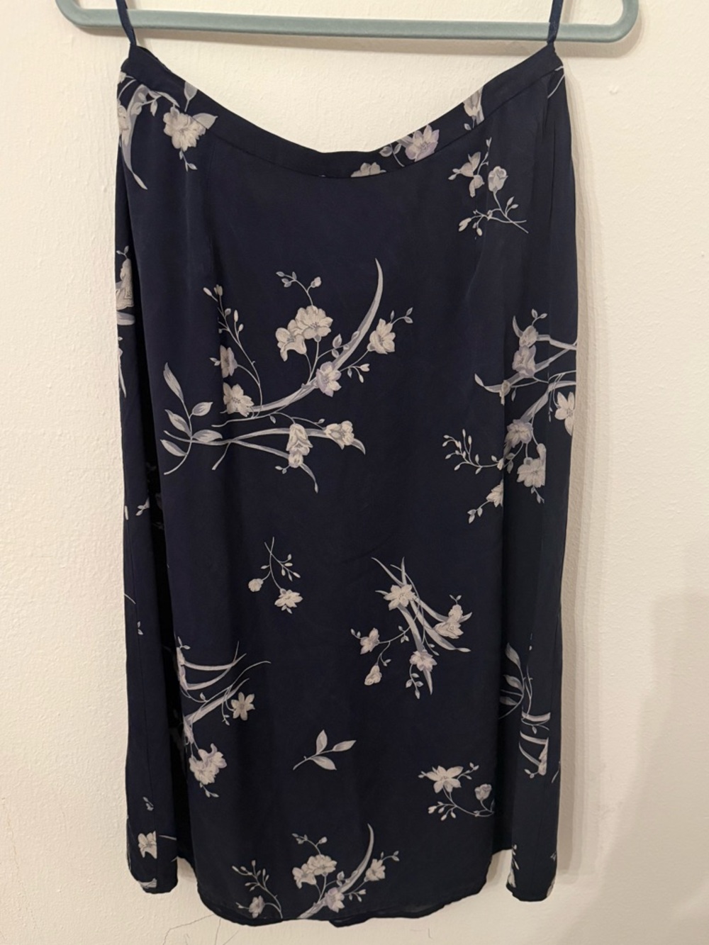 Talbots Navy Floral Midi Skirt 100% silk